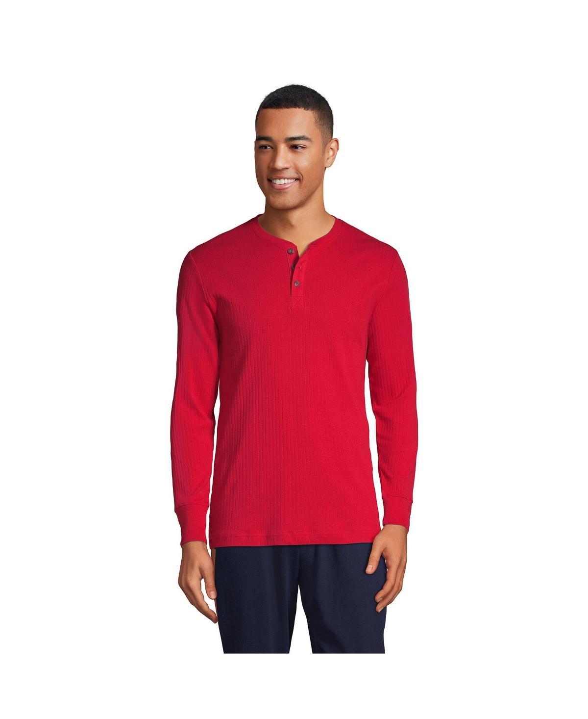 Men's Lands' End Ribbed Pajama Sleep Henley, Size: Medium, Deep  Blue Product Image