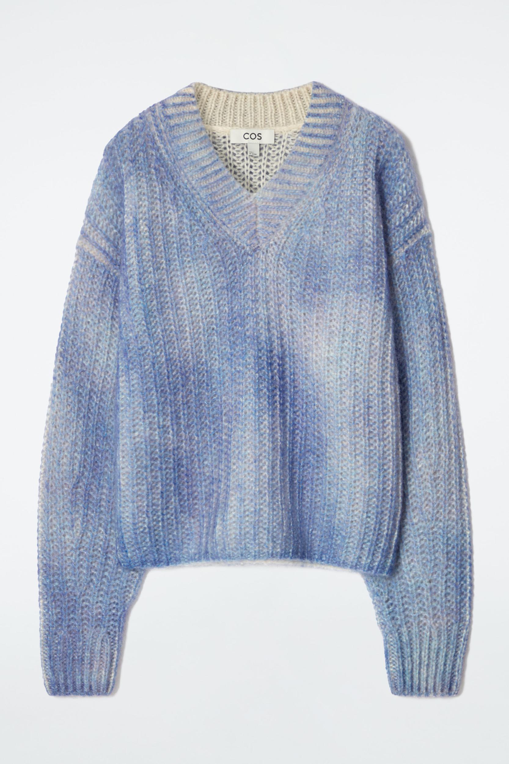 SPRAY-EFFECT MOHAIR V-NECK SWEATER Product Image