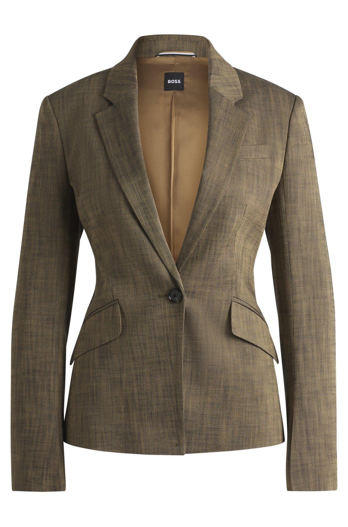 Slim-fit blazer in melange sharkskin fabric Product Image