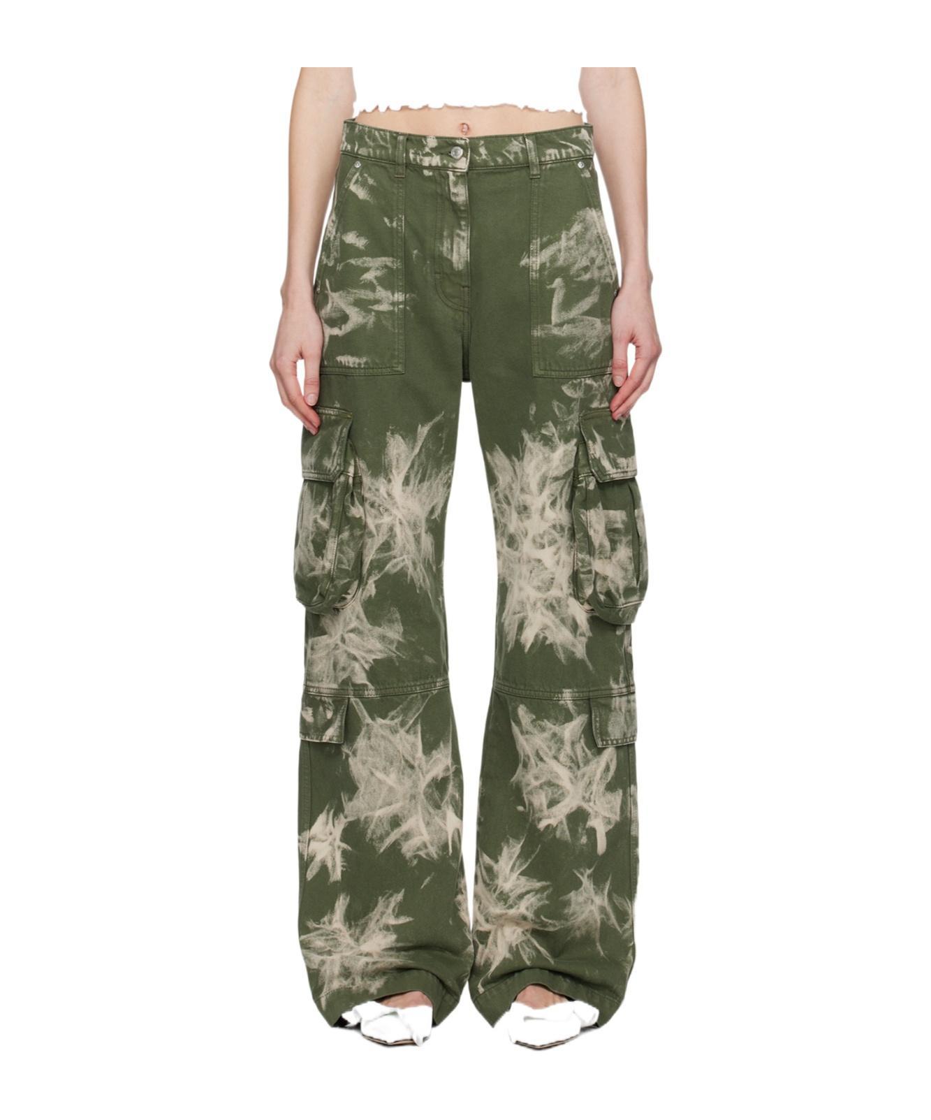 MSGM Tie-dye Patterned Cargo Trousers In Green Product Image