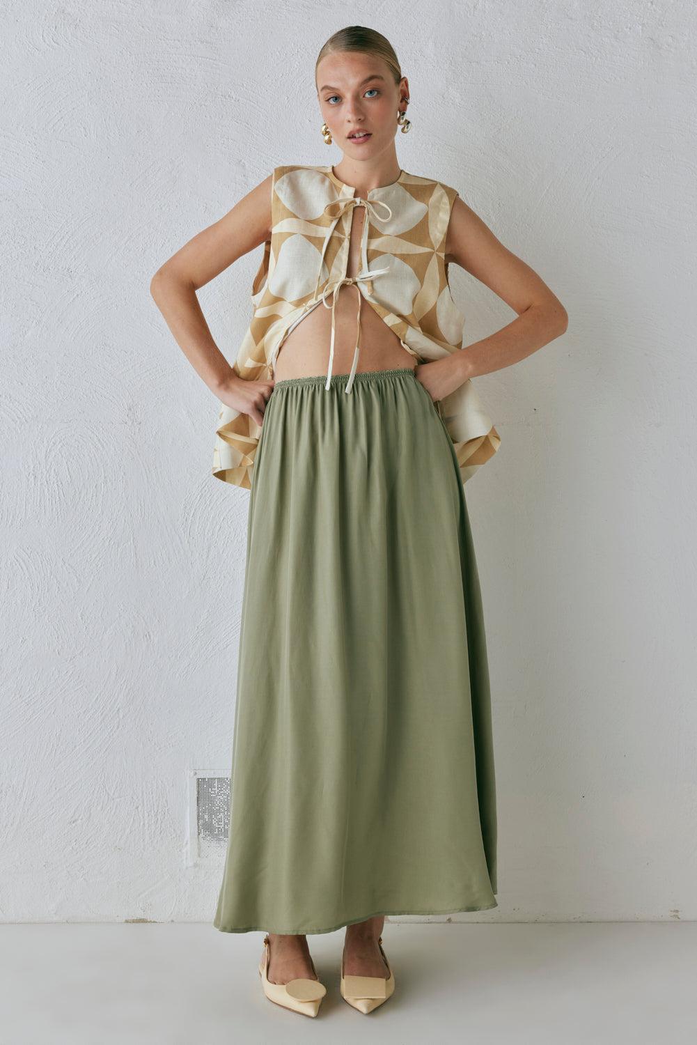 Solara Midi Skirt Sage Product Image