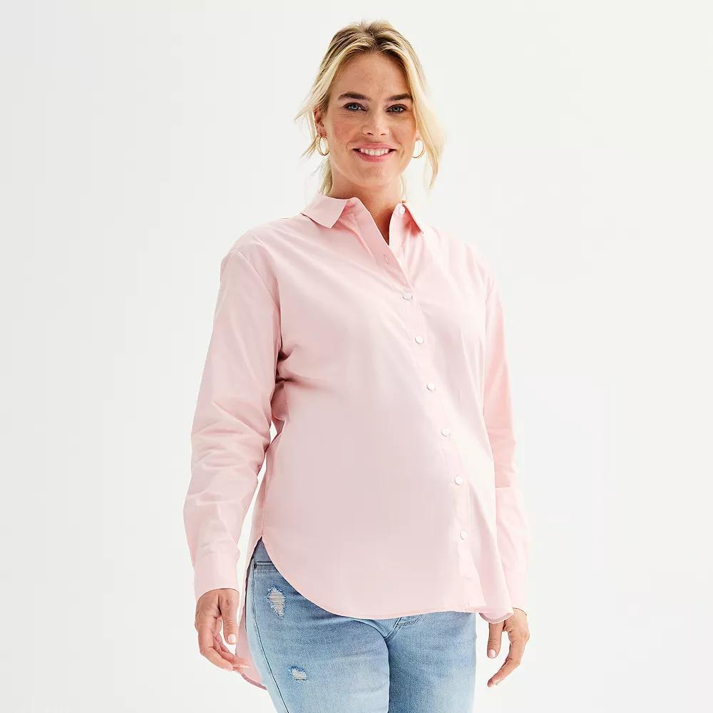 Maternity Sonoma Goods For Life® Button Down Shirt, Women's, Size: XXL-MAT, Pink Hoodie Product Image