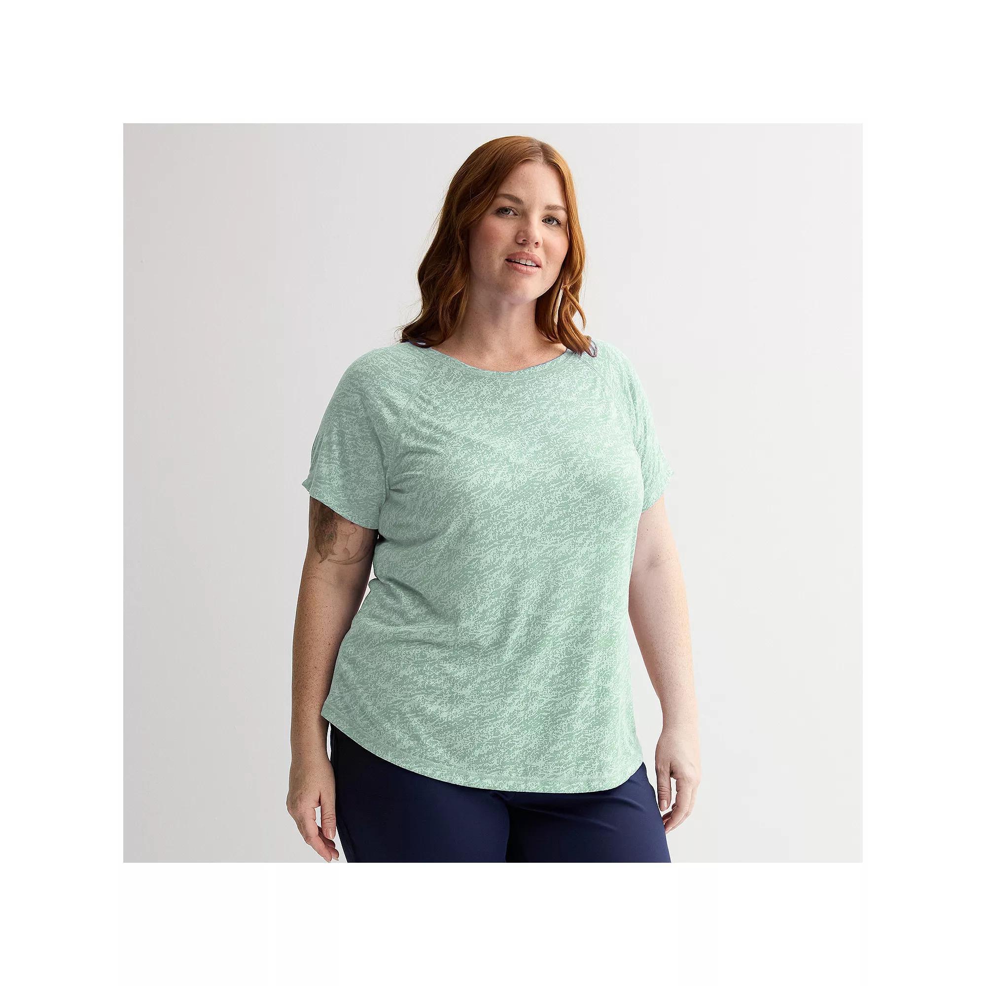 Plus Size Tek Gear® Core Raglan Tee, Women's, Size: 2XL, Green Burnout Product Image