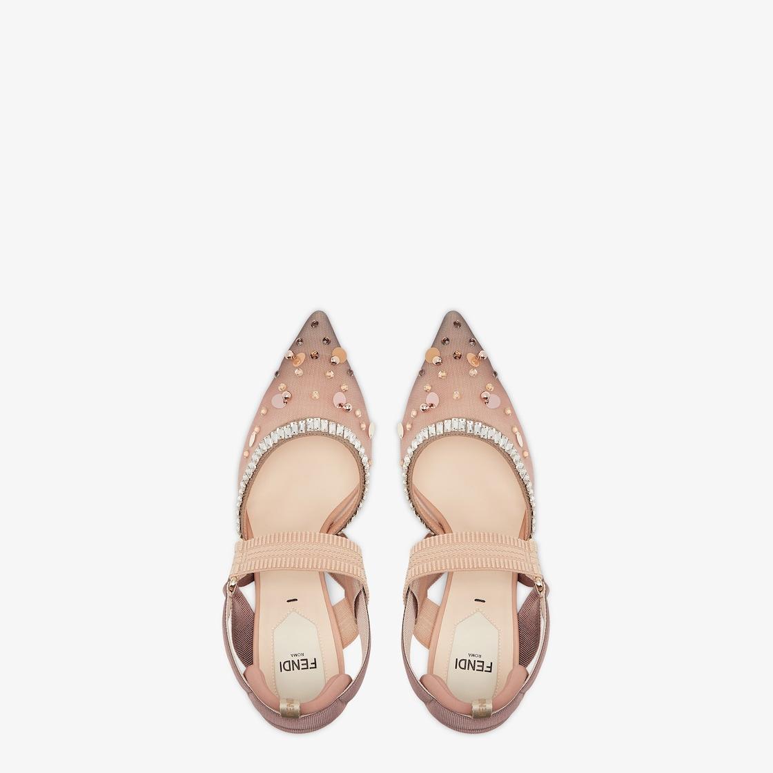 ColibrìPink mesh and crystals high-heeled slingbacks Product Image