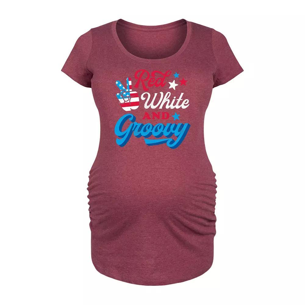 Maternity Red White And Groovy Graphic Tee, Women's,  Product Image