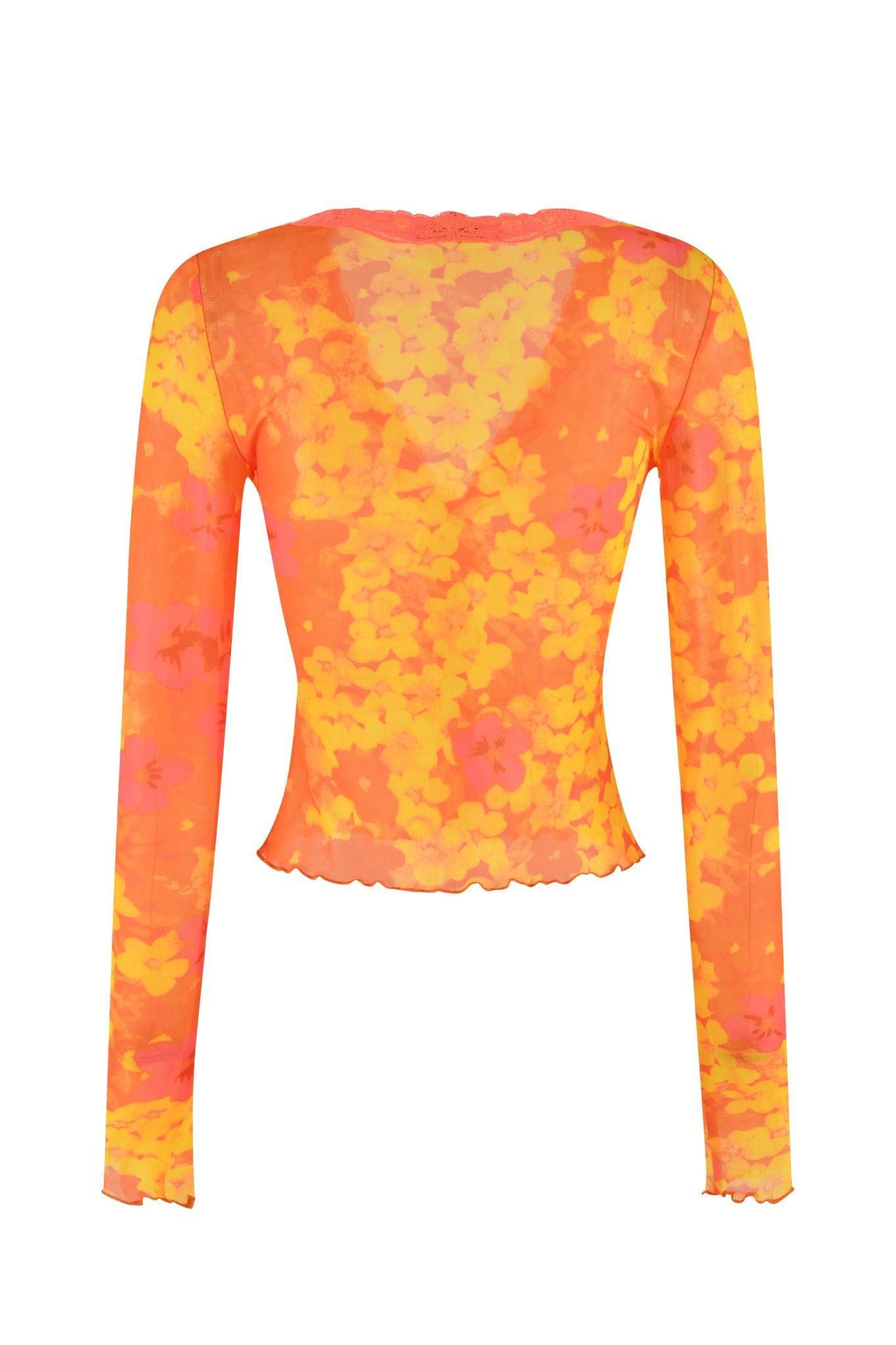 TASHI TOP - ORANGE : NEON FLORAL Product Image