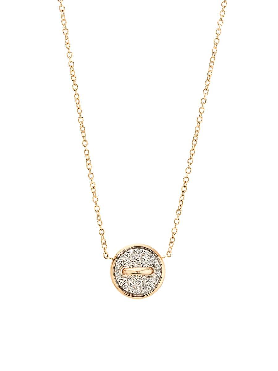 Womens Pom Pom Dot 18K Rose Gold & 0.40 TCW Diamond Button Pendant Necklace Product Image