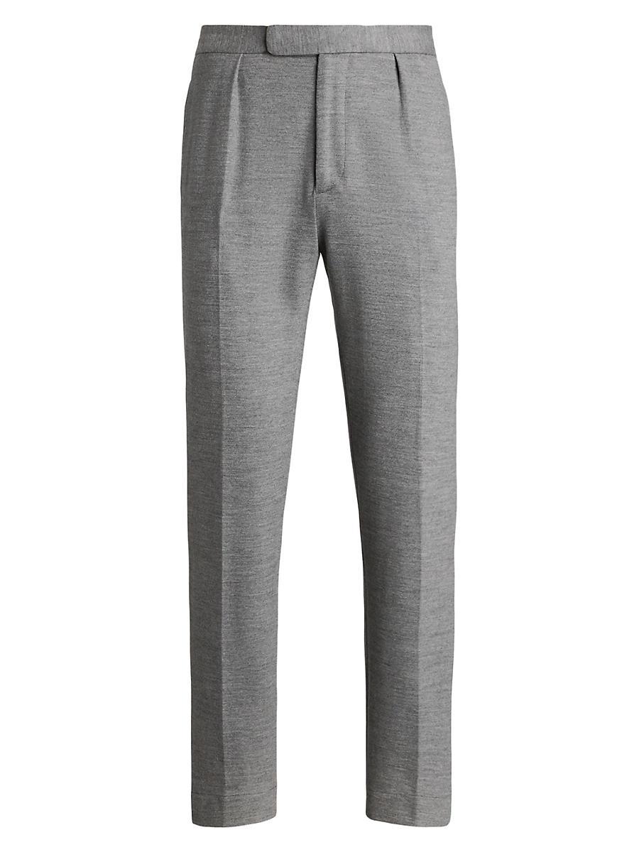 Mens Pleated Cotton-Blend Trousers Product Image