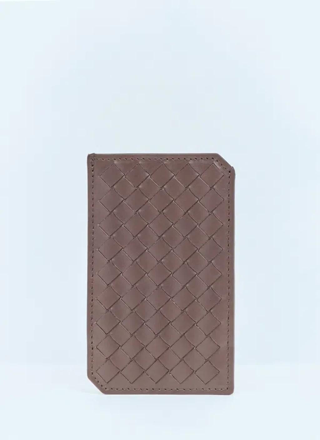 BOTTEGA VENETA Intrecciato Piccolo Vertical Cardholder In Brown Product Image