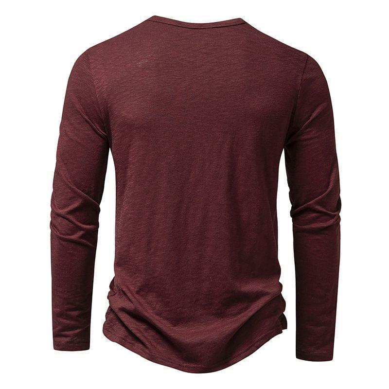 Long Sleeve Henley Plain T-Shirt Product Image