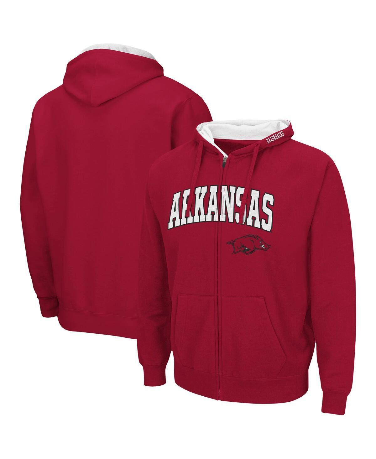 Men's Colosseum Cardinal Arkansas Razorbacks Arch & Logo 3.0 Full-Zip Hoodie, Size: Large, Red Product Image