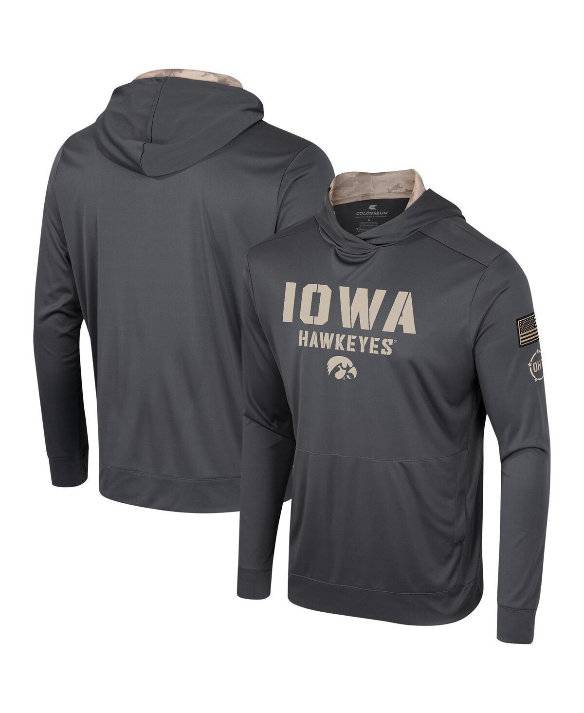 Men's Colosseum Charcoal Iowa Hawkeyes OHT Military Appreciation Long Sleeve Hoodie T-Shirt, Size: Small Product Image