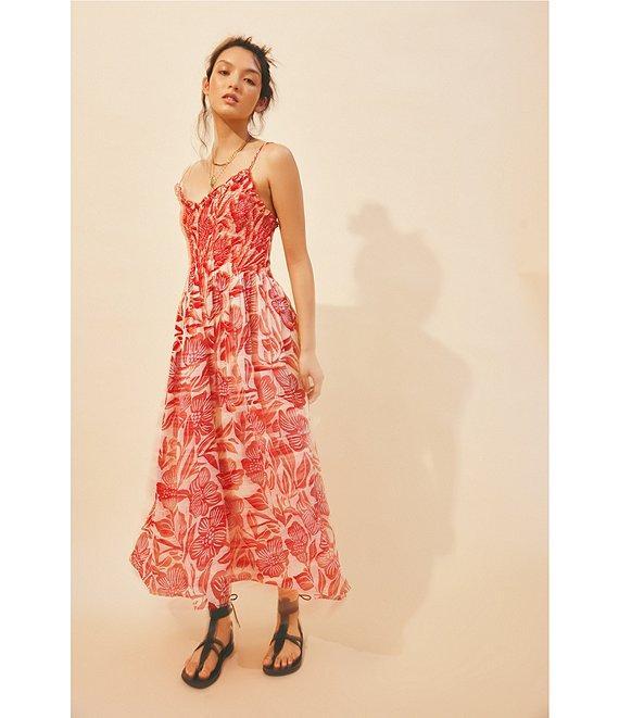 Free People Sweet Nothings Floral Print Smocked V-Neck Sleeveless Maxi Dress Product Image