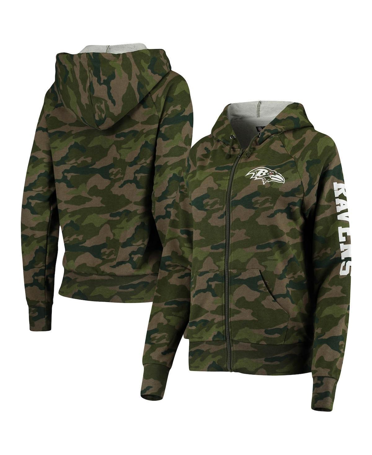 Womens New Era Camo Baltimore Ravens Raglan Full-Zip Hoodie Product Image