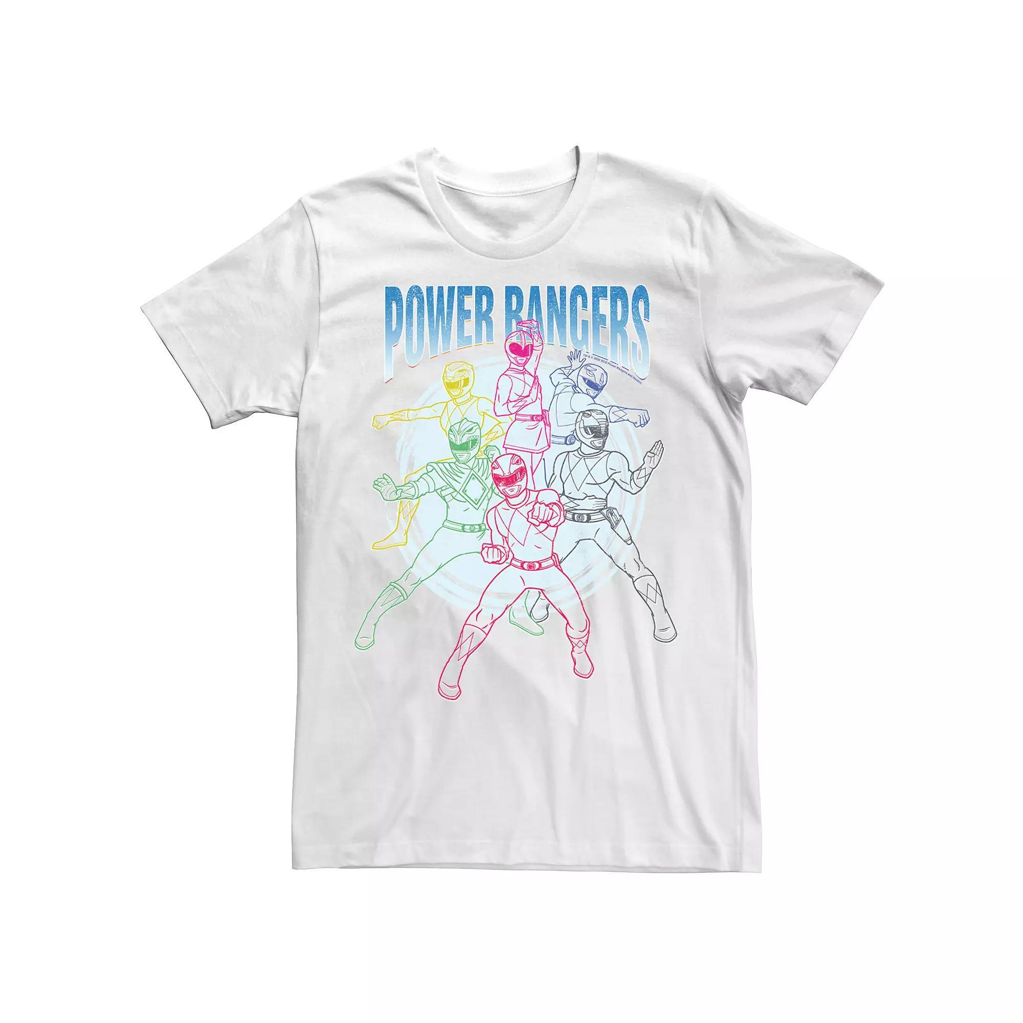 Big & Tall Power Rangers Group Shot Line Art Portrait Tee, Men's, Size: XLT, White Product Image