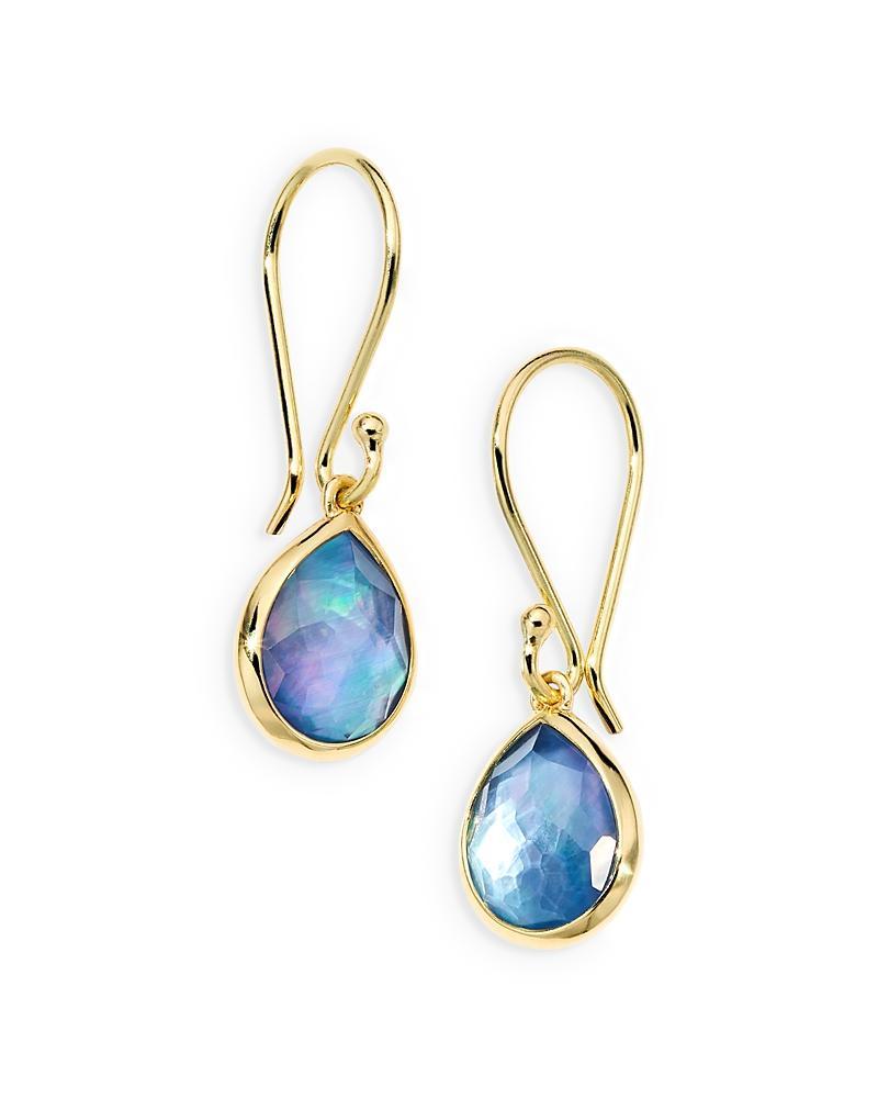 Womens Rock Candy 18K Gold, Rock Crystal, Mother-Of-Pearl & Lapis Teeny Teardrop Earrings Product Image