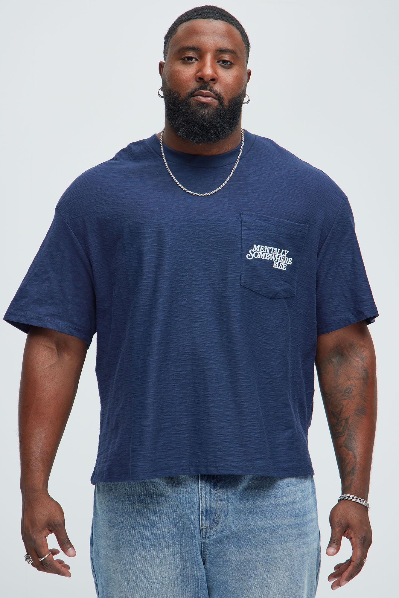 Mentally Somewhere Else Textured Short Sleeve Tee - Navy Product Image