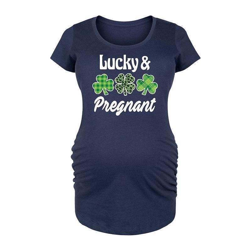 Maternity Lucky And Pregnant Graphic Tee, Women's, Size: XXL-MAT, Grey Gray Product Image