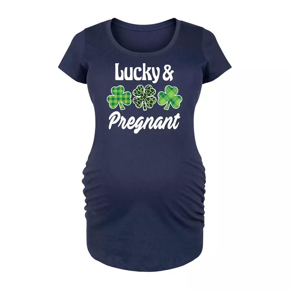 Maternity Lucky And Pregnant Graphic Tee, Women's, Size: XXL-MAT, Grey Gray Product Image