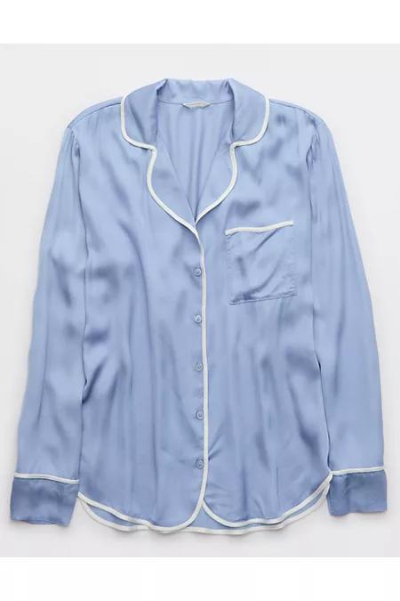 Aerie Off-Duty Satin Piping Shirt Women's Product Image