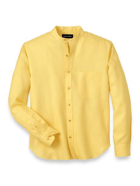 Linen Solid Casual Shirt - Yellow Product Image