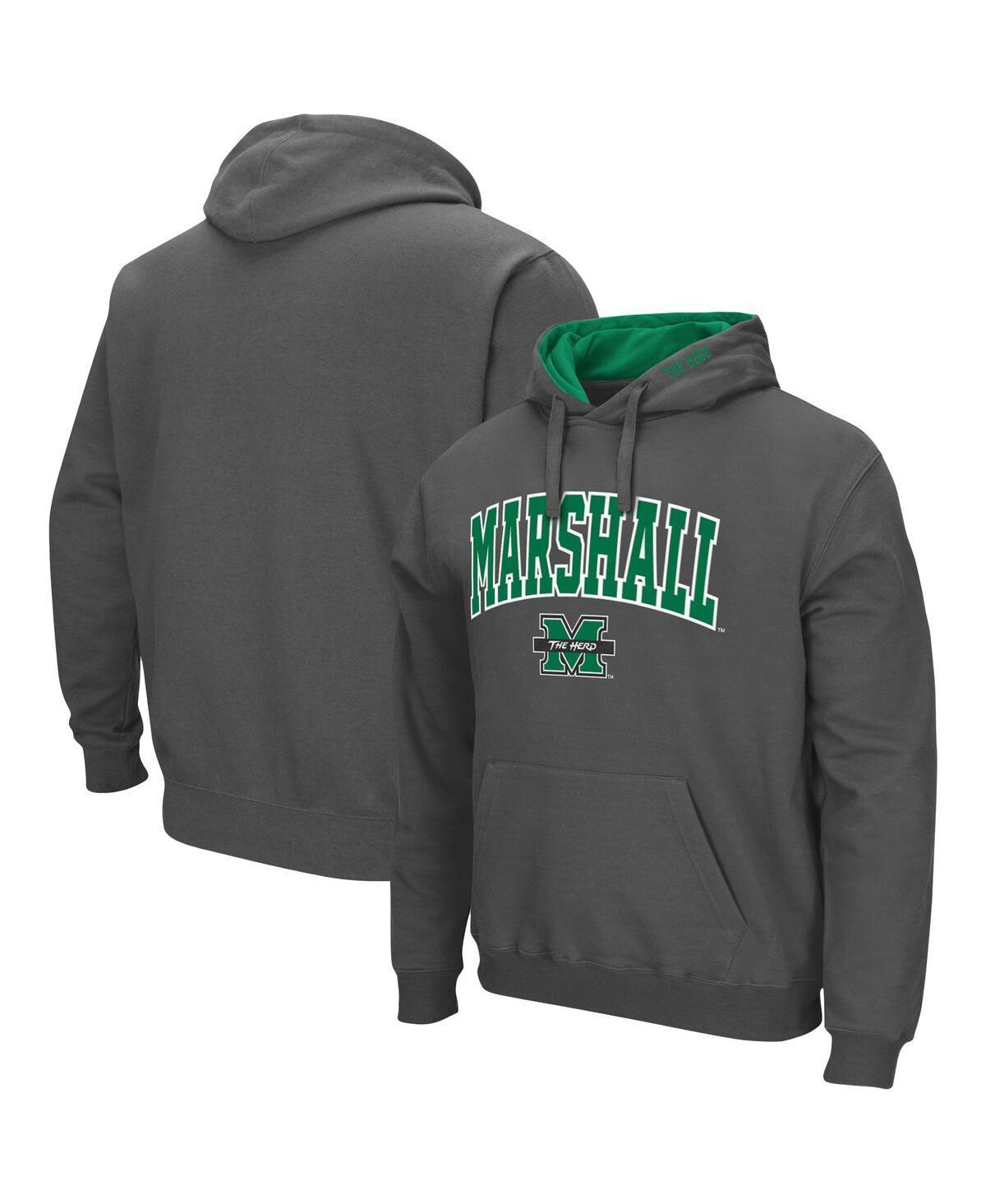 Mens Colosseum Charcoal Marshall Thundering Herd Arch and Logo Pullover Hoodie Product Image