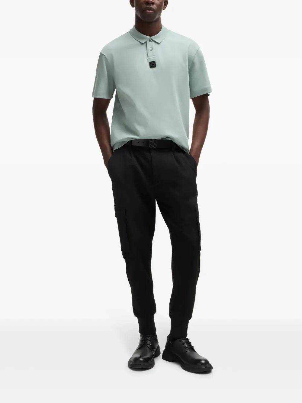 HUGO BOSS Interlock-cotton Polo Shirt With Stacked Logo In Light Grey Product Image