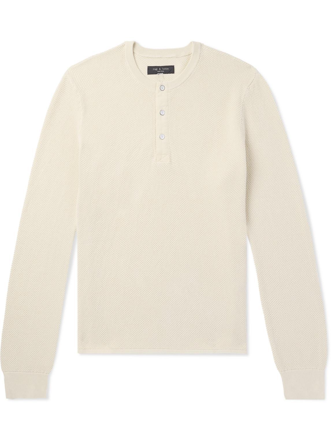 RAG & BONE Waffle-knit Long-sleeve T-shirt In Neutrals Product Image