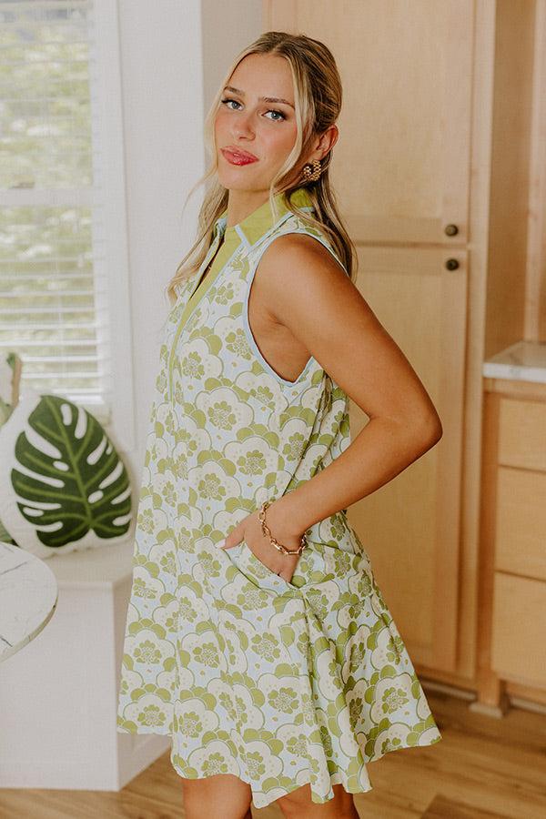 Get Into The Groove Floral Mini Dress in Lime Product Image