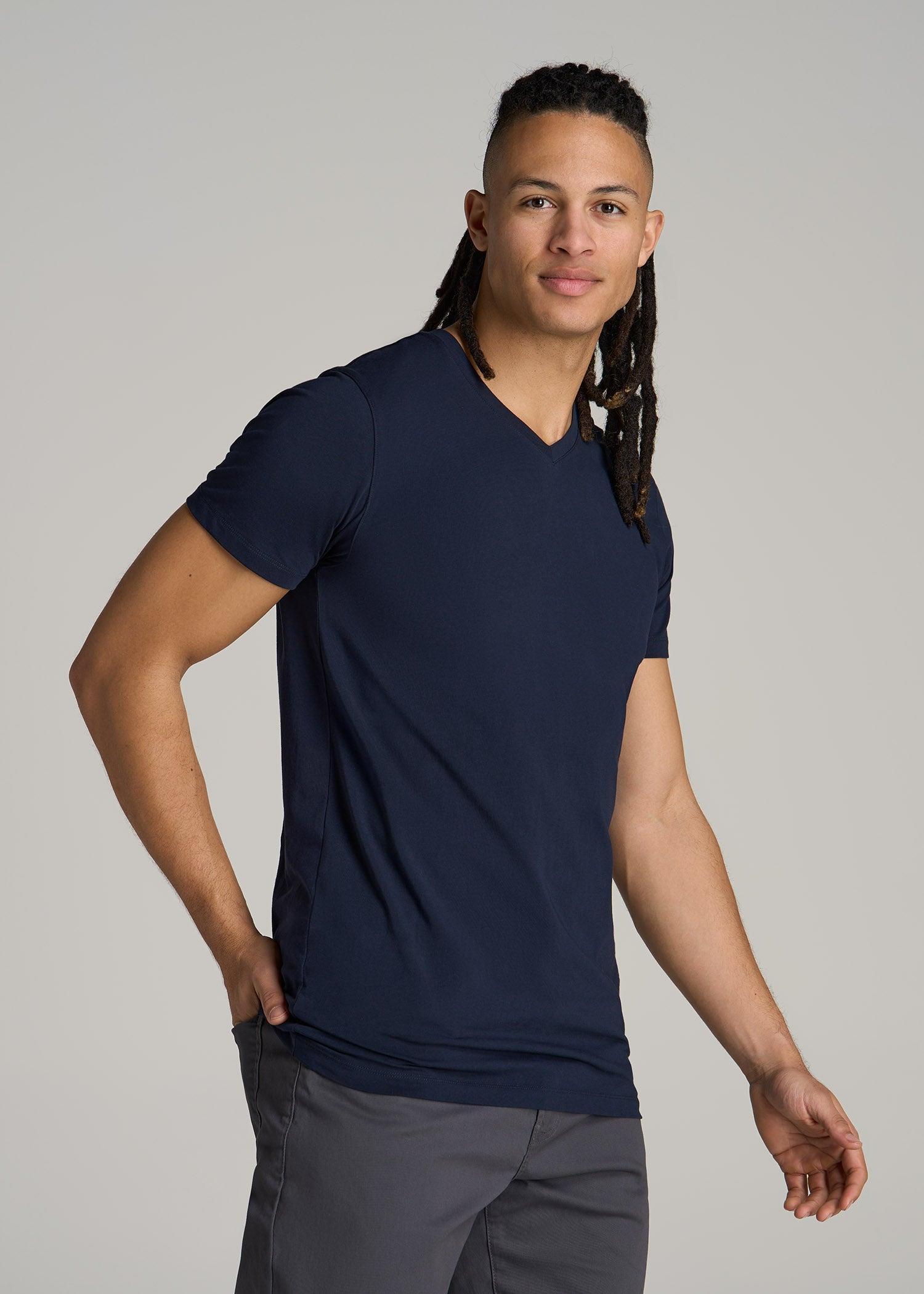 The Essential MODERN-FIT V-Neck Tee for Tall Men in True Navy Male Product Image