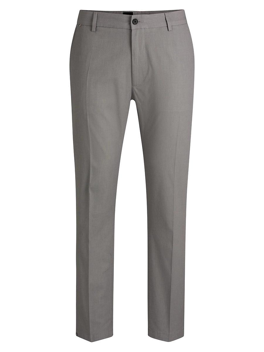 Mens Regular-Fit Trousers in Micro-Patterned Stretch Cotton Product Image