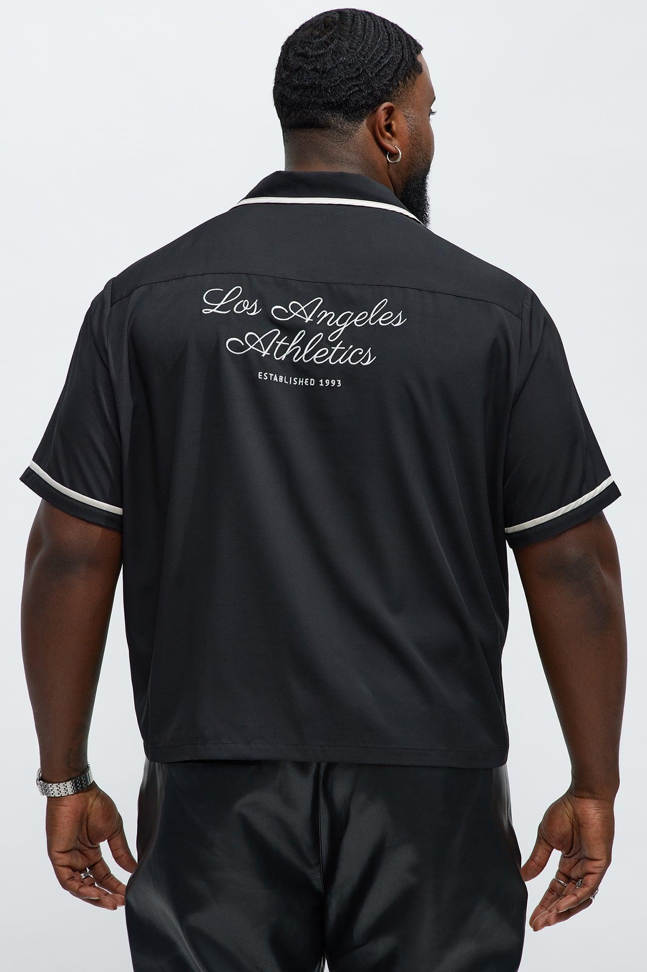 Regular Fit LA Athletics Button Up Shirt - Black Product Image