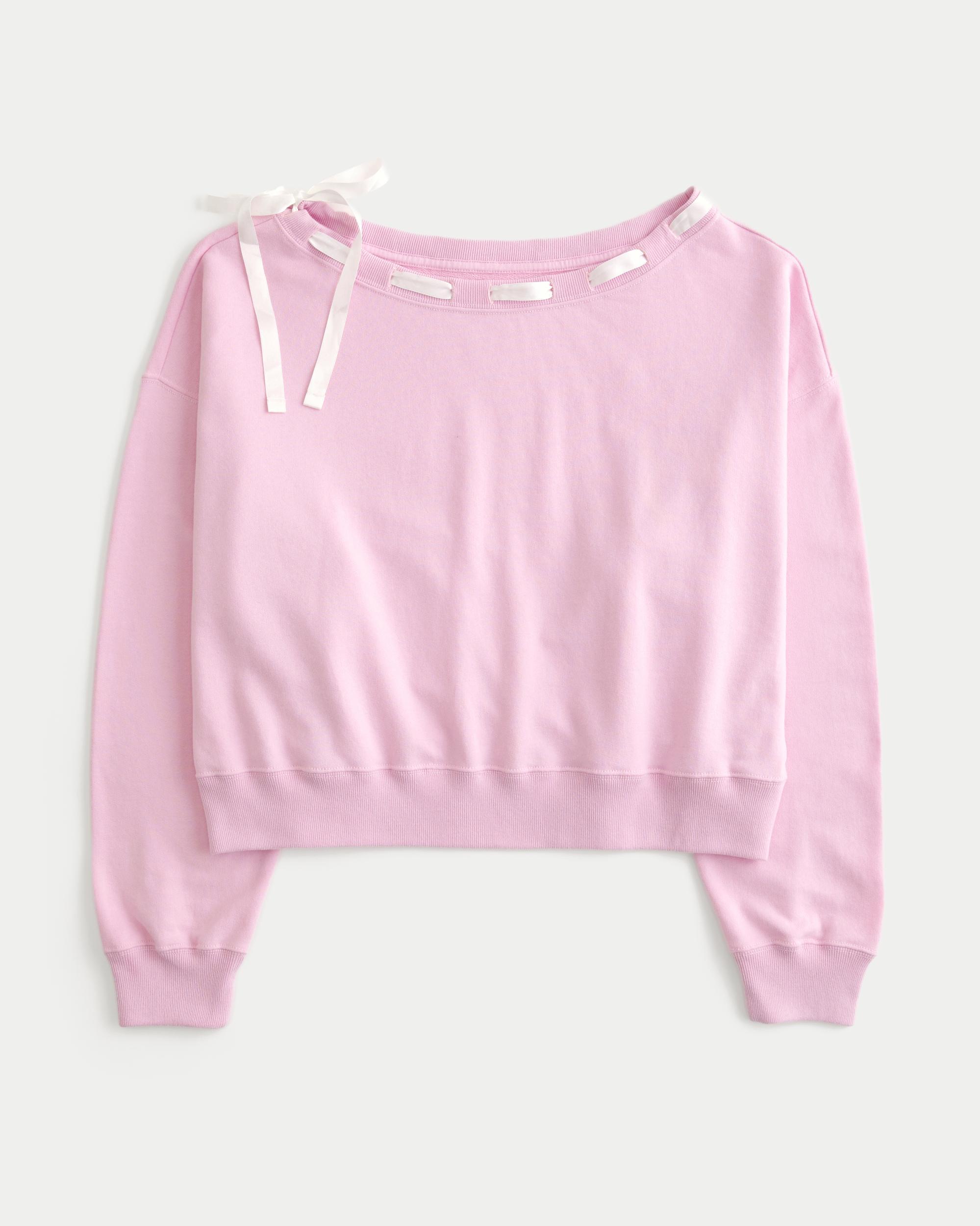 Off-the-Shoulder Tie Sweatshirt Product Image