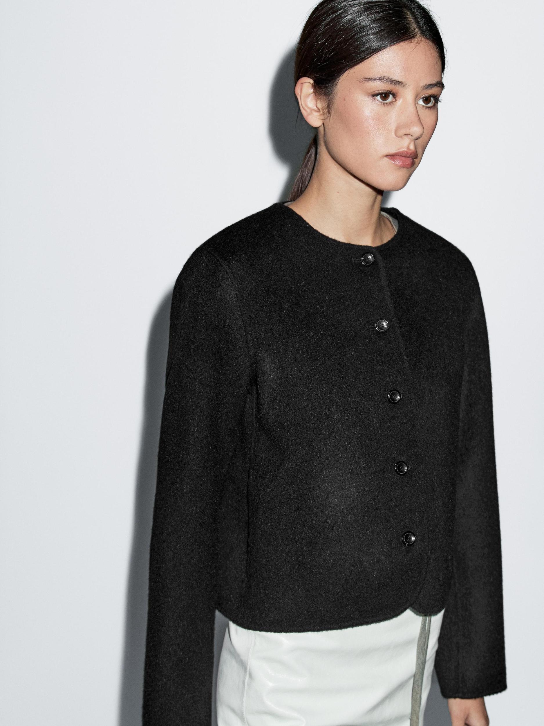 Short wool blend jacket Product Image