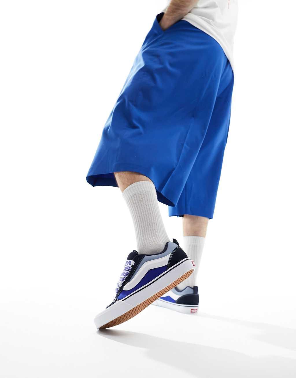 Vans Knu Skool sneakers with graphic laces in blue and white Product Image