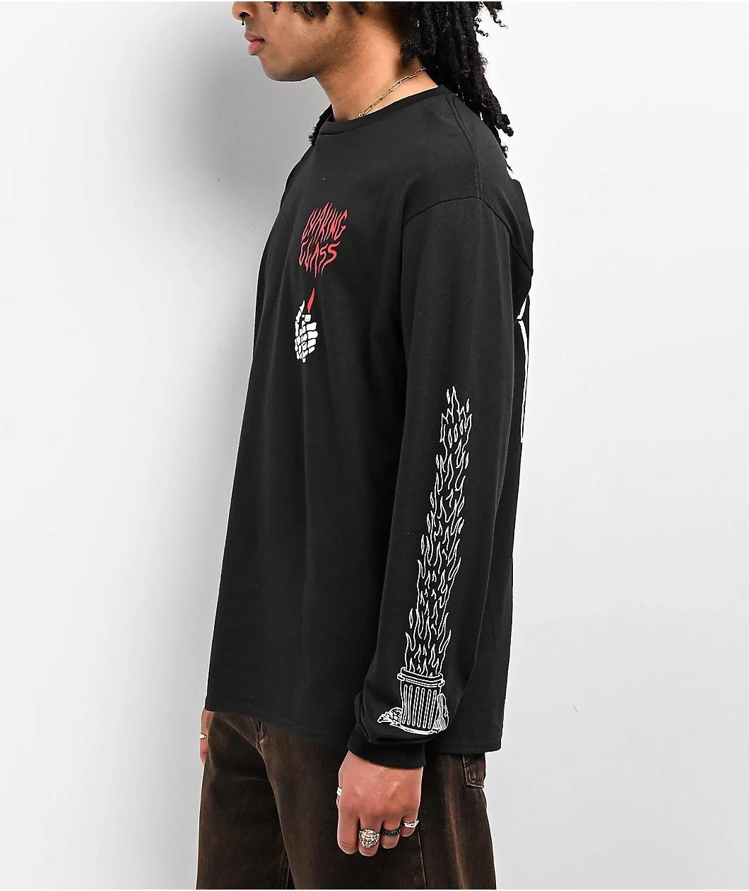 Lurking Class by Sketchy Tank Trash Fire Black Long Sleeve T-Shirt Product Image