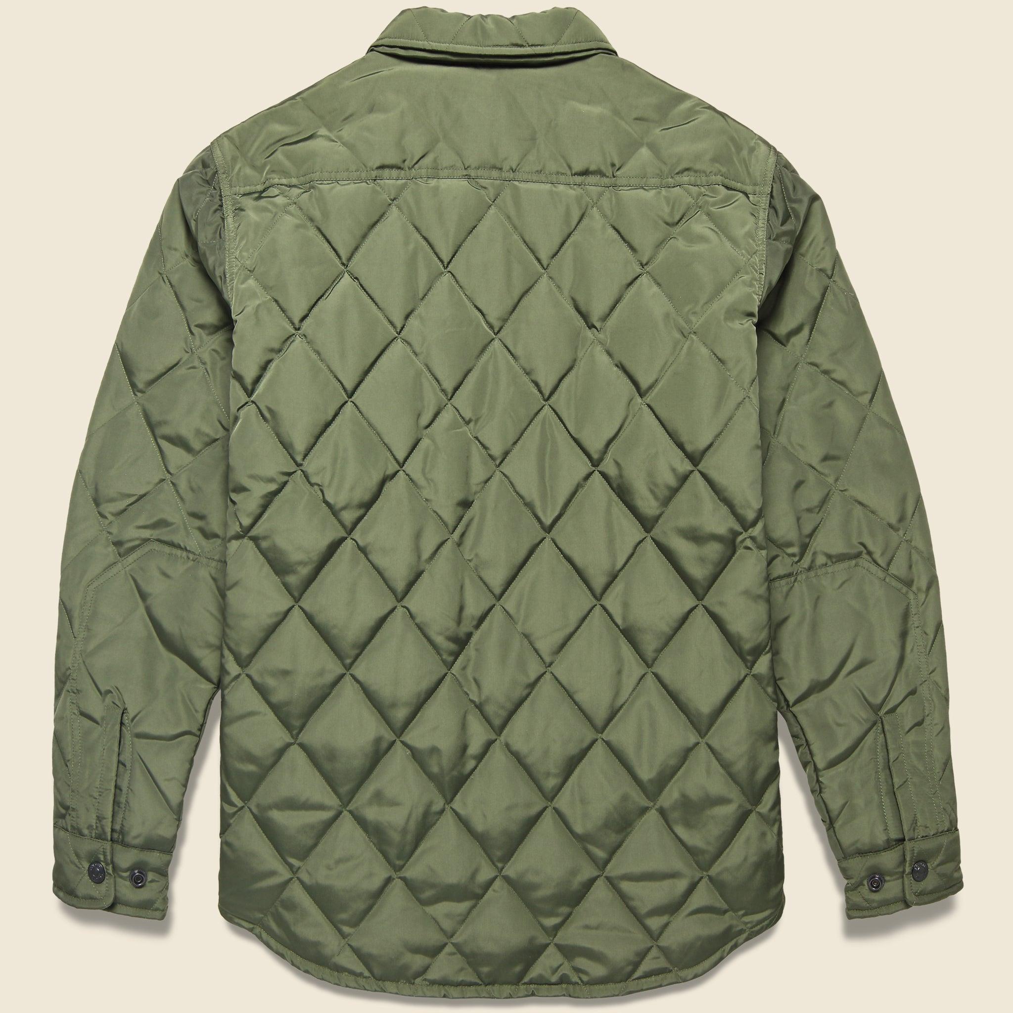 Down-Filled Quilted Shirt Jacket - Olive Product Image