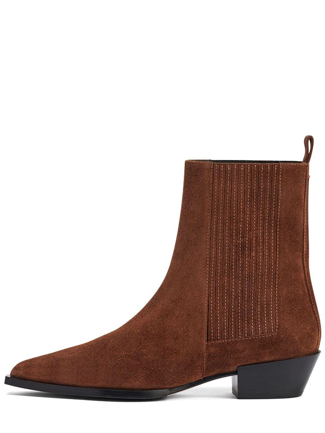 AEYDE 40mm Belinda Suede Ankle Boots In Brown Product Image