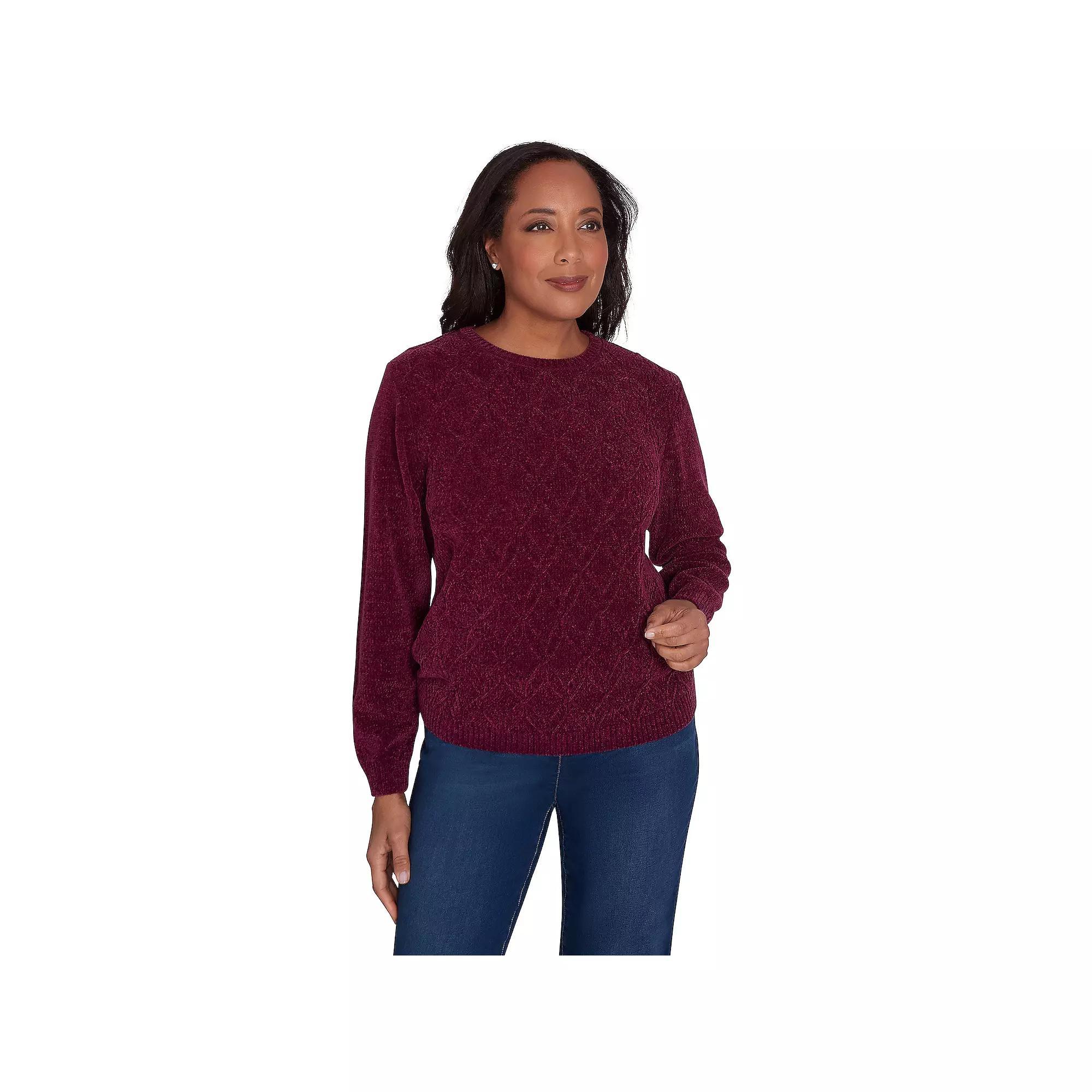 Women's Alfred Dunner Classic Chenille Pullover Sweater, Size: XL, Merlot Product Image