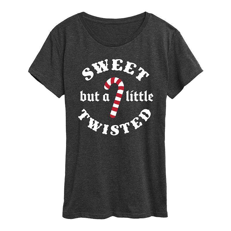 Women's Sweet But A Little Twisted Graphic Tee, Girl's, Size: Small, Grey Gray Product Image