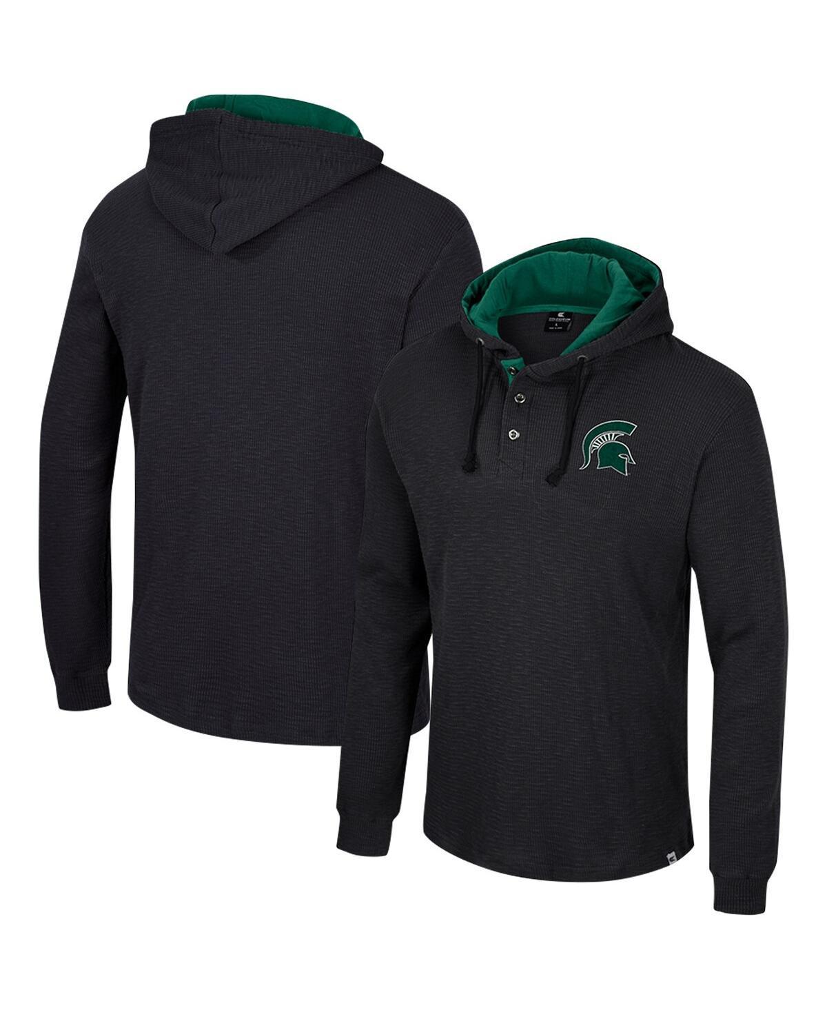 Men's Colosseum Black Michigan State Spartans Affirmative Thermal Hoodie Long Sleeve T-Shirt, Size: Medium Product Image