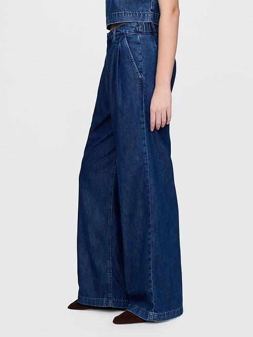 365 High Rise UltraSoft Denim Pleated Trousers Product Image