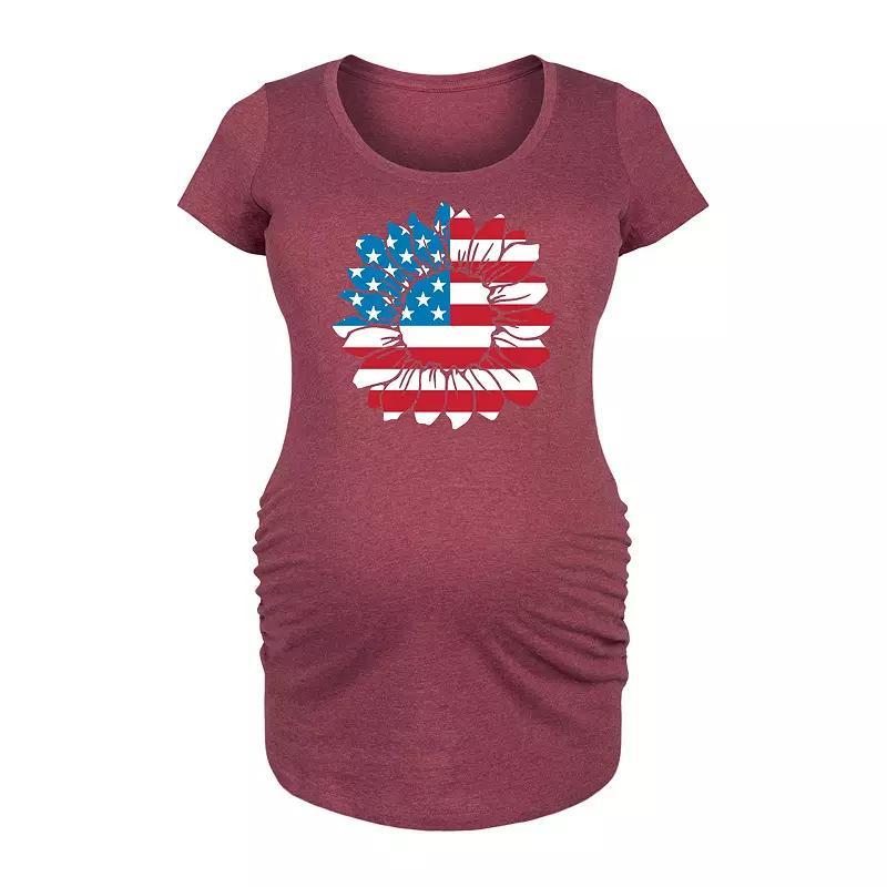 Maternity American Flag Sunflower Graphic Tee, Women's, Size: Medium-Mat, Black Product Image