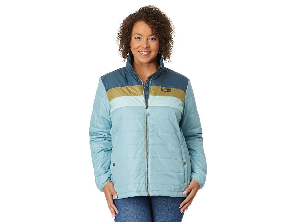 L.L.Bean Plus Size Mountain Classic Puffer Jacket Color-Block (Marine Blue/Natural) Women's Coat Product Image