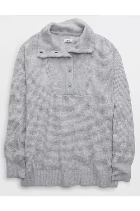 Aerie CozyUp Waffle Button Sweater Women's Product Image