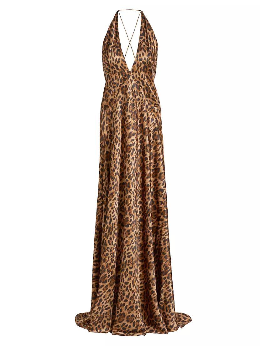 Alexandra Silk Leopard Maxi Gown Product Image