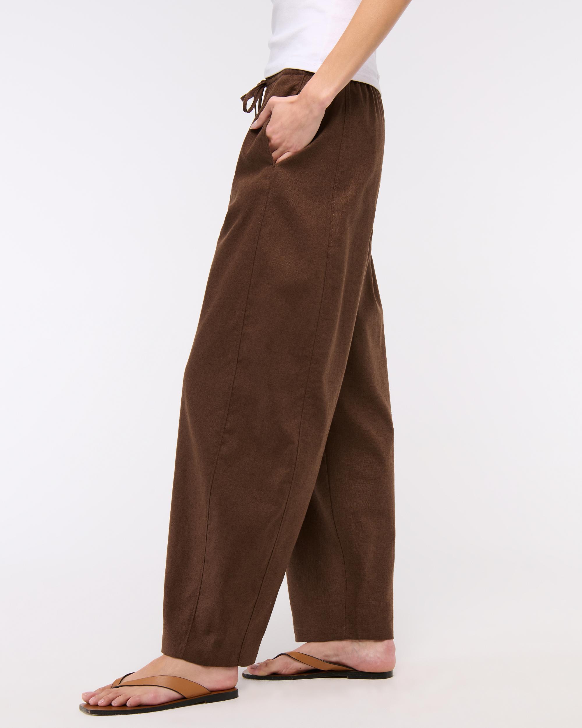 Linen-Blend Barrel Pull-On Pant Product Image