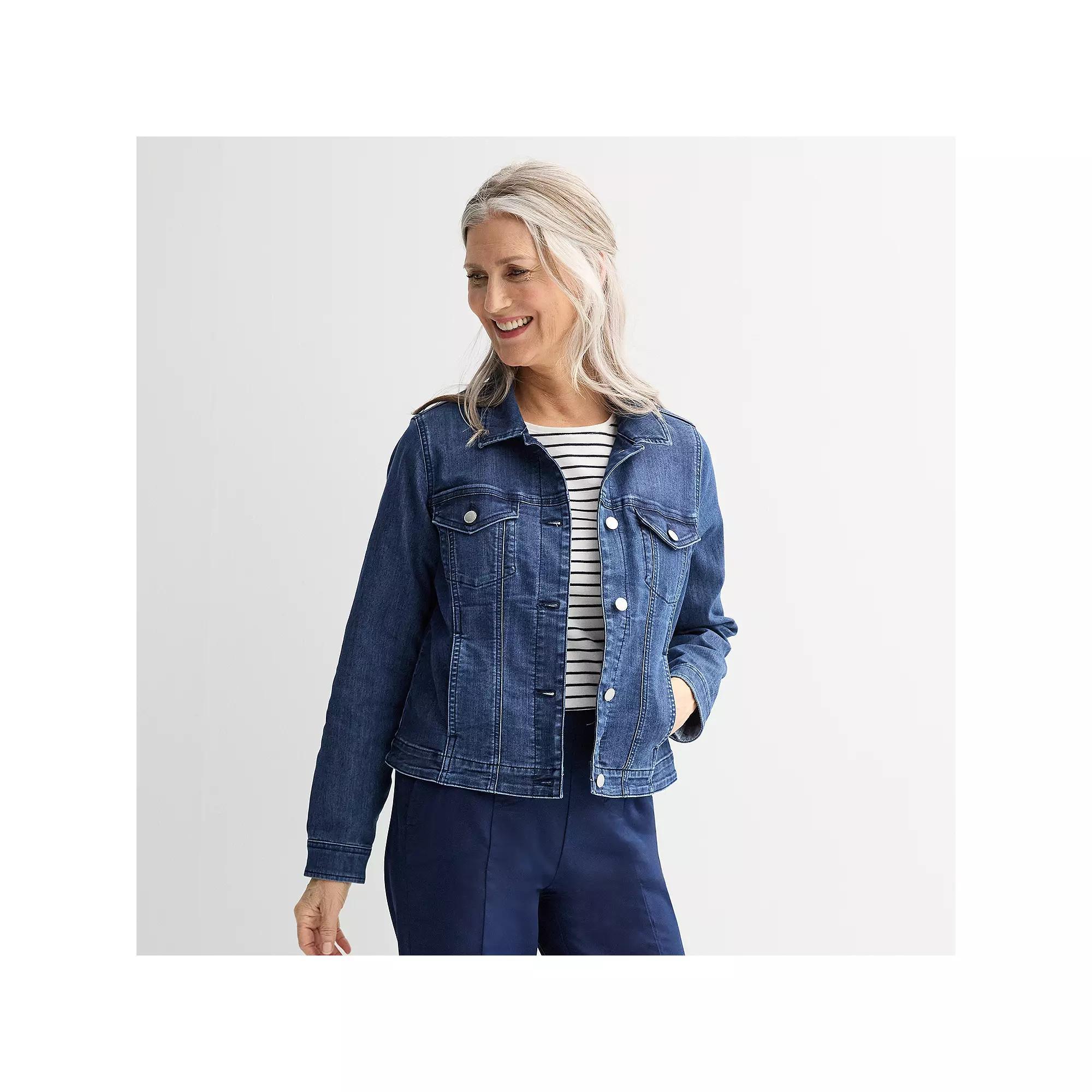 Women's Croft & Barrow® Button-Front Denim Jacket,  Product Image