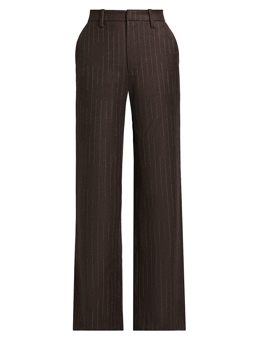 Womens Chalk Striped Flat-Front Trousers Product Image