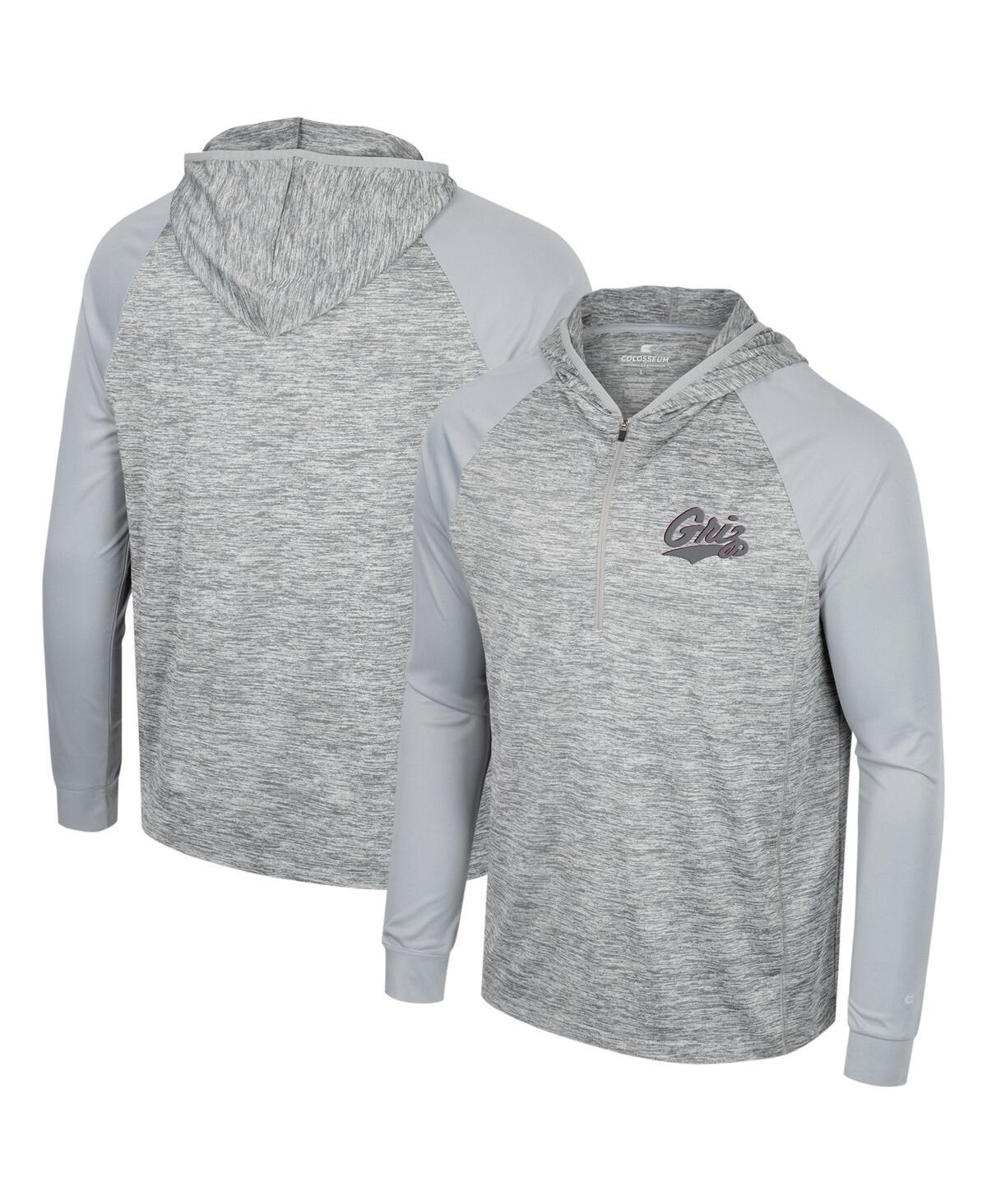 Mens Colosseum Gray Kansas Jayhawks Cybernetic Raglan Quarter-Zip Hooded Top Product Image